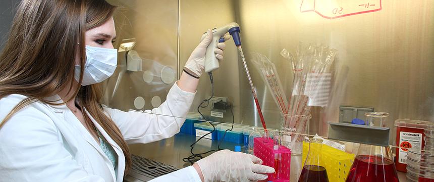 Female working in lab